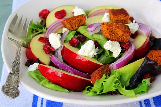 Apple Salad with Pumpkin Bread Croutons -- My Favorite Apple Recipes