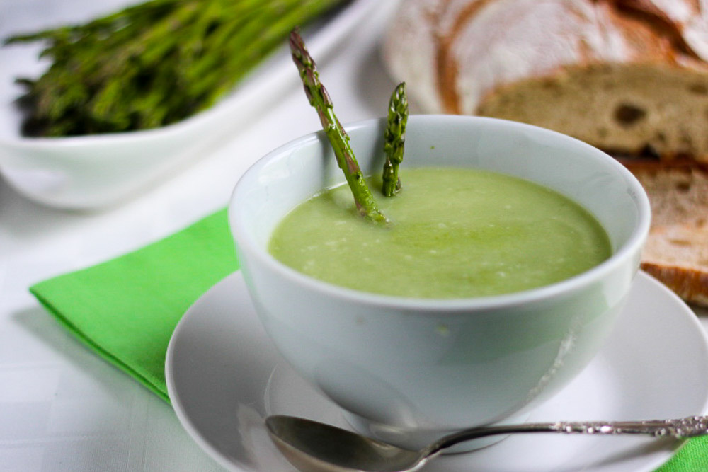 Asparagus Soup with Crème Fraîche and Lemon