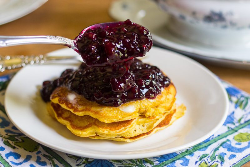 Chickpea Pancakes with Wild Blueberry Sauce (GF)