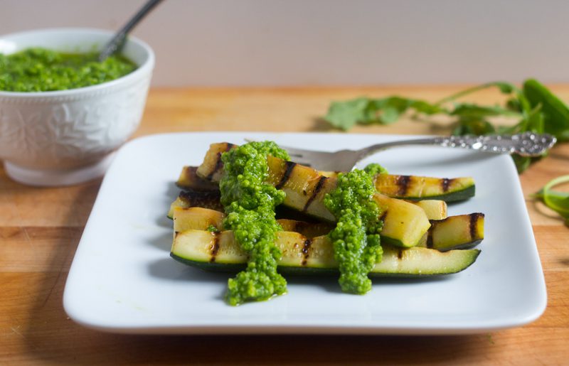 Grilled Zucchini with Arugula Pesto