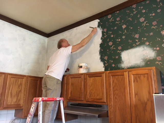 Kitchen Project: Painting Over Wallpaper