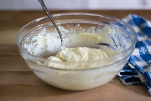 beating the cream cheese mixture for Blueberry Danish