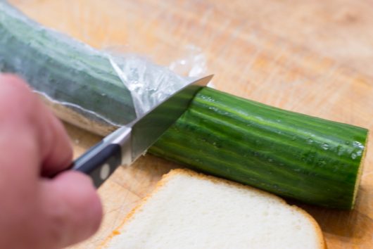 cucumber and mint sandwich: cut off a 3 1/2-inch length of cucumber