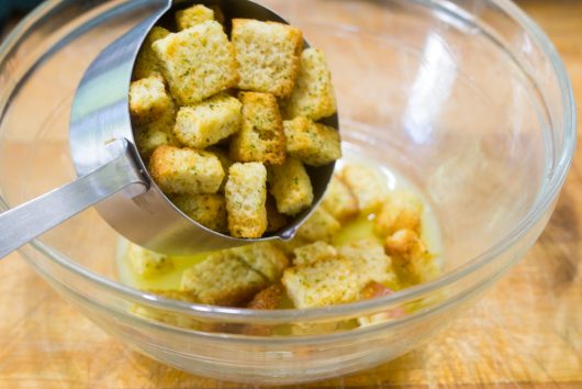 croutons in melted butter