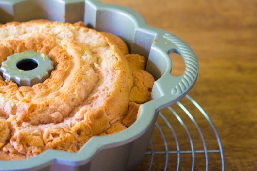 close up view of cake in bundt pan