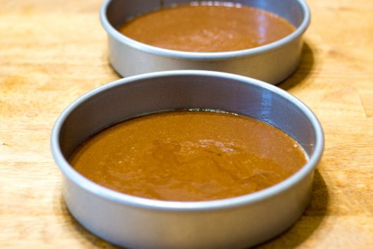 batter in 2 8-inch cake pans