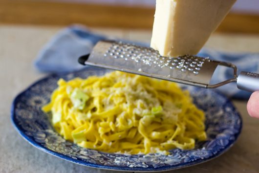 Creamy Leek and Lemon Fettuccine -- add cheese