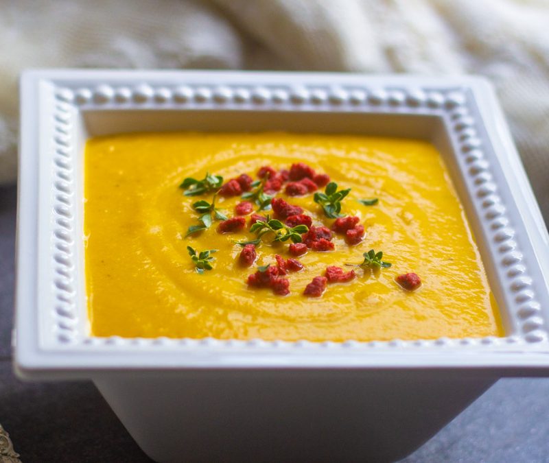 Butternut Squash Soup with Bacon, Sherry, and Thyme