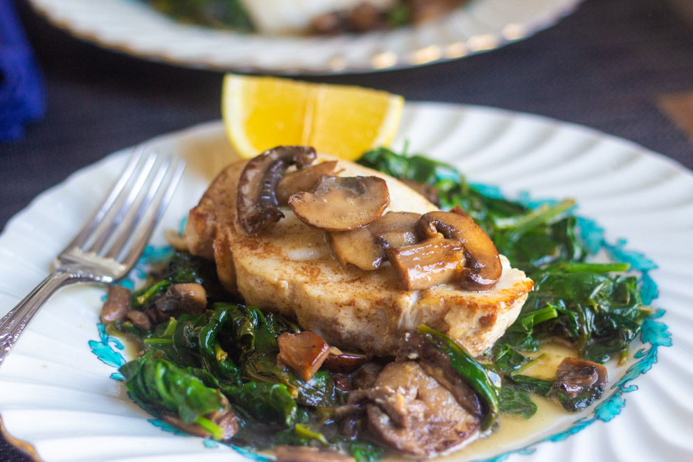 Halibut with Mushrooms and Spinach Kevin Lee Jacobs